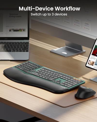 ProtoArc EKM01 Plus Wireless Ergonomic Keyboard Mouse Combo - Green