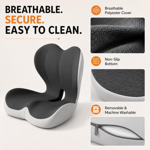 Orthopedic Seat Cushion with Back Support for Car Office Chair