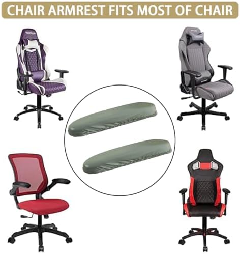 Office Chair Arm Covers Leather Office Removable Armrest Covering Stretch Water Resistant Chair Seat Hand Rest Protector for Computer Desk Chairs 1 Pair Green