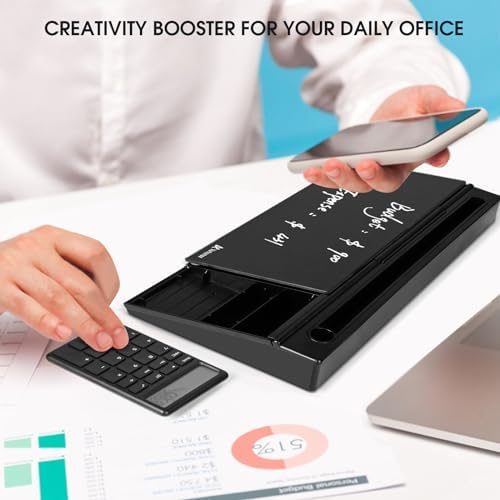 Varhomax Glass Desk Whiteboard Gray with Calculator