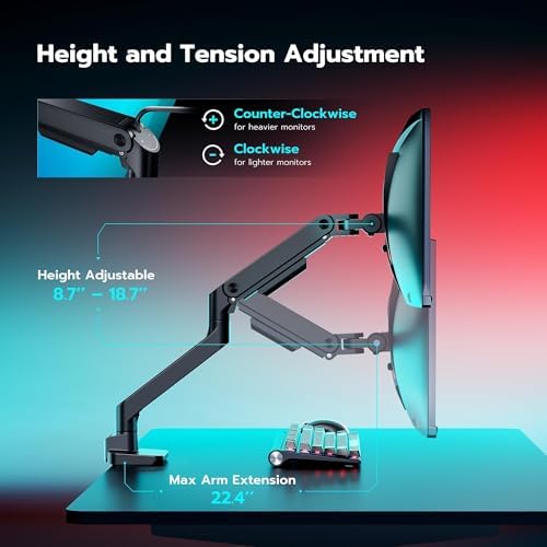 ARES WING Ultrawide Monitor Desk Arm for 17 to 49 Inch Screen, Holds 44 Lbs