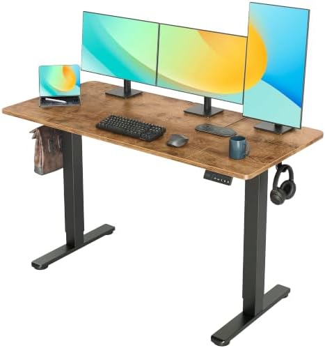 YDN Electric Standing Desk, 55x24 Inch, Rustic Brown