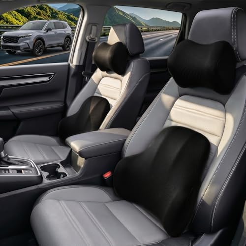 Car Pillow for Honda Hrv,Car Neck Pillow,Lumbar Support Pillow for Car,Memory Foam Pillow,Ergonomic Pillow,Adjustable and Washable,Car Essentials for Long Trips,Car Accessories,Ice Silk,1 Set