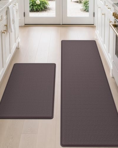 DEXI Kitchen Floor Mats Cushioned Anti Fatigue Runner, 17x29+17x59 Brown