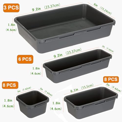 Kutesna 25 PCS Interlocking Desk Drawer Organizer Separator for Office,Bathroom,Kitchen,Makeup,Tool（4 Sizes） (Pack of 2)