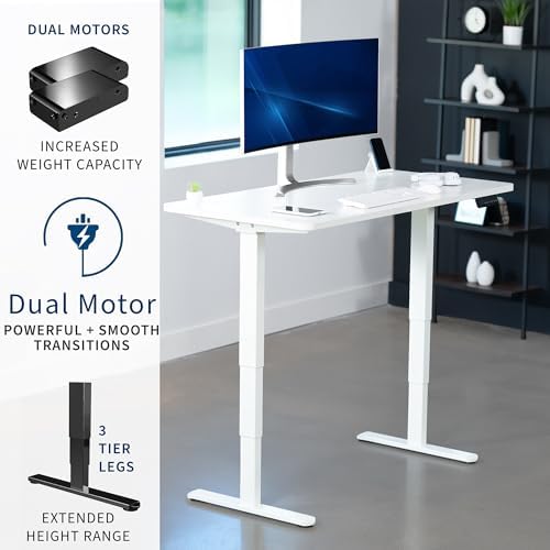 VIVO White 55 x 28 in Standing Desk, DESK-KIT-2W55W