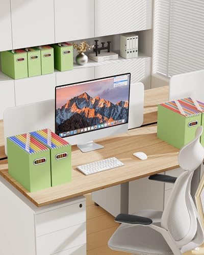 Oterri Portable Collapsible Cardboard File Box with Handle for Letter-Size