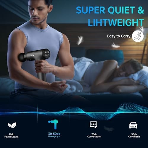 Gvber Massage Gun Deep Tissue 30 Speeds 6 Heads, Grey