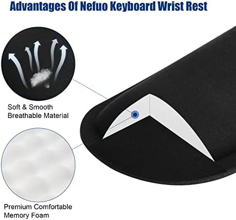 Keyboard Wrist Rest, Gel Memory Foam Keyboard Pad with Wrist Support for Easy Typing & Pain Relief, Comfortable Keyboard Rest Suit for Computer, Laptop, Office & Home (Black)