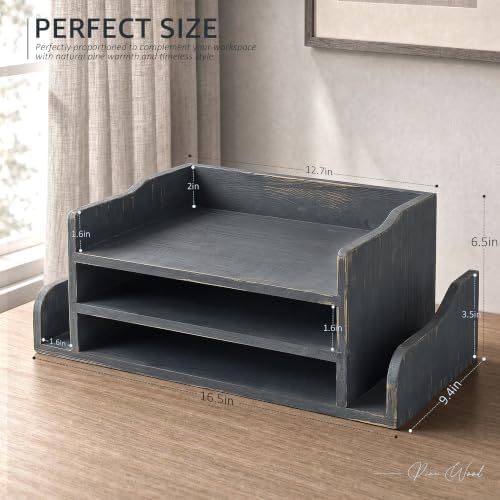 Wood Desk Organizer: File Organizer for Office Desk & Classroom, Royal Blue