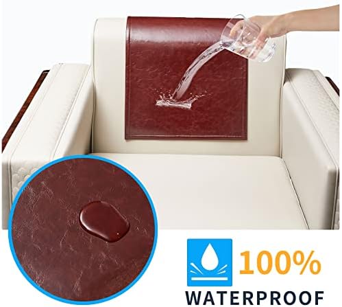 Non Slip Recliner Headrest Protector Washable Faux Leather Headrest Covers for Recliner Chair Waterproof Couch Head Rest Covers for Sofa,Furniture,Office Chair,Theater Seat (Maroon)