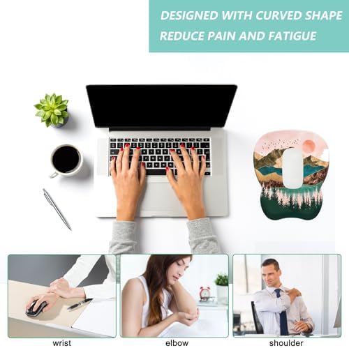 Mouse Pad with Wrist Support, Ergonomic Mousepad with Comfortable Memory Foam Wrist Rest Cushion, Relieve Wrist Pain, Non-Slip Rubber Base Gaming Mice Pad for Home Office Computer Laptop, Sunrise