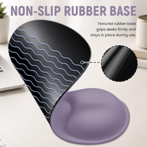 Ergonomic Mouse Pad with Wrist Rest, Gel Wrist Support, Lavender
