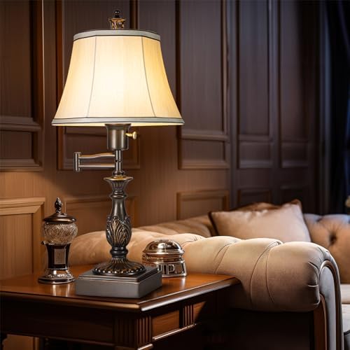 Scenekoy 350° Swing Arm Table Lamp Set of 2 with USB Ports for Bedroom