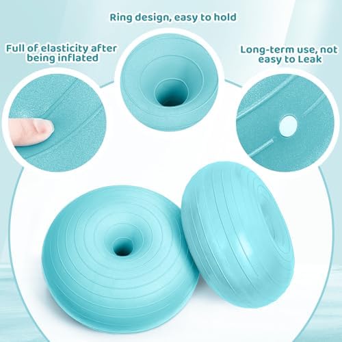 Lewtemi 1/2/3 Pcs Flexible Seating for Classroom Elementary 20 Inch Yoga Ball Chair for Kids Wobble Chair for Sensory Kids Large Donut Ball Seats with Inflator for School Office