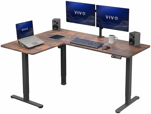 VIVO Rustic Vintage Brown 63 x 47 in Corner Standing Desk, DESK-E3CTN-47