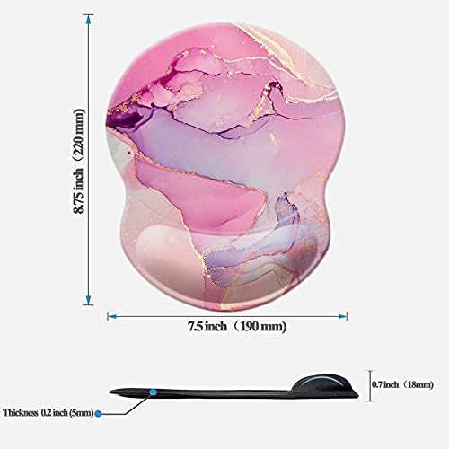 Mouse Pad with Wrist Support, Non Slip Mousepad Wrist Rest for Office, Computer, Laptop & Mac-Comfortable & Lightweight Ergonomic Support Mouse Mat(Pretty Marble-B)