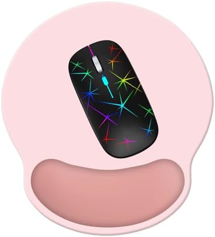 Wrist Rest Support Mouse Pad,Ergonomic Memory Foam Mouse Mat 9x10in Non-Slip Rubber Base Pain Relief Mousepad for Computer, Laptop(Loverly Pink Foam)