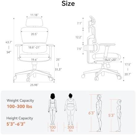 Newtral Ergonomic Office Chair - Home Office Desk Chair, Big and Tall Office Chair, Auto-Following Lumbar Support for Back Pain, Adjustable Seat Depth and Height (No Foot Rest + No Laptop Tray, Black)