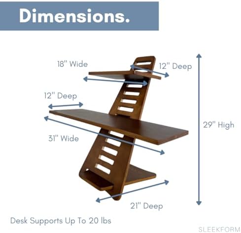Sleekform Saint John Standing Desk Converter - Walnut, Includes Tote Bag