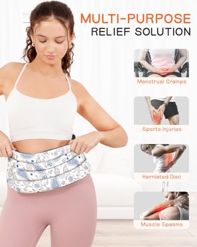 Microwave Heating Pad for Back with Moist Heat, Extra Large Microwavable Heating Wrap for Lumbar, Waist, Stomach, Shoulder, Neck Hot or Cold Pack, Reusable, Portable