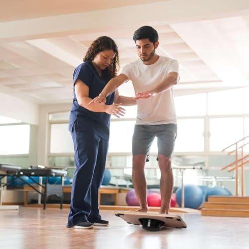 Balance Board Wobble Board for Adults Anti-Slip Balance Board for Physical Therapy Standing Desk Core Strength Wooden Balance Board Rocker Board