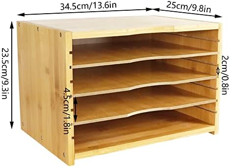 WKWKER File Organizer with 3 Adjustable Shelves Bamboo Document Letter Tray Paper File Sorter for Desktop Office Home Study Workstation Desk Storage Rack (Natural) (Pack of 2)