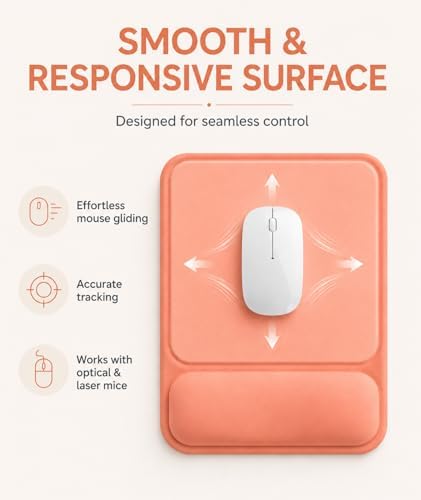 eulps Ergonomic Mouse Pad with Wrist Rest, Gel Mousepad with Soft Wrist Support, Non-Slip PU Base, Smooth Surface Mouse Pad for Wrist Pain Relief, Computer Laptop Office Home & Gaming (Orange)