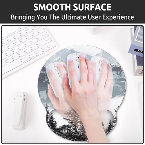 KONVINIT Ergonomic Mouse Pad with Wrist Rest, Small Mousepad with Non-Slip Rubber Base and Smooth Surface, Grey Mouse Pads for Desk, Office Desk Accessories