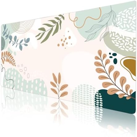 Faux Leather Large Mouse Pad, Office Desk Mat, 31.5"x15.7", Botanical