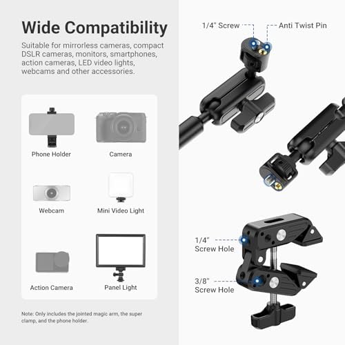NEEWER Basics Magic Arm with Desk Clamp for Phone Webcam Camera Mic, UA062