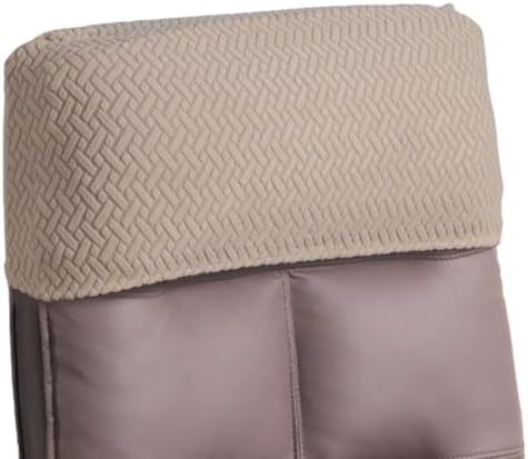 Stretch Office Chair Headrest Cover Jacquard Headrest Slipcover for Office Chairs Non Slip Head Rest Chair Furniture Protector for High Back Computer Chairs Set of 1 Beige