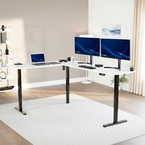 VIVO White 84 x 63 in Corner Standing Desk,DESK-E3CTBW-84