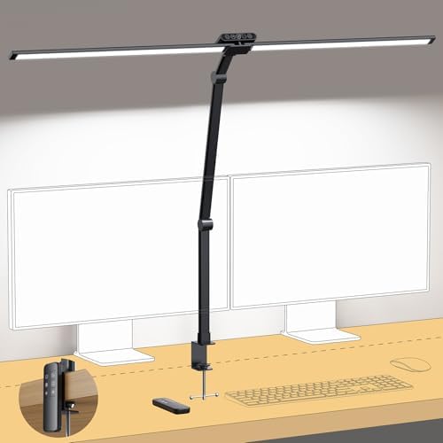 TROND LED Desk Lamp with Clamp, 29.55'' Tall Desk Light with Remote, Black