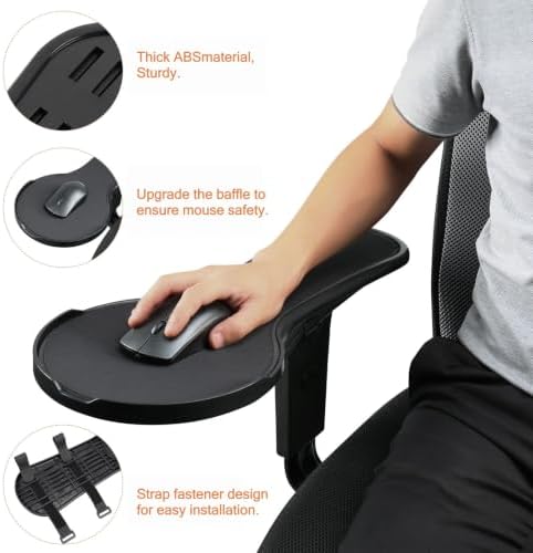 Ergonomic Adjustable Arm Rest Mouse pad for Chair, Strap Fastener