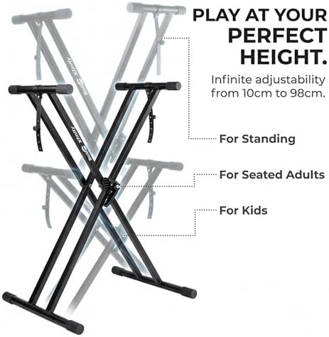 RockJam Xfinity Double X Keyboard Stand, Pre-Assembled & Adjustable