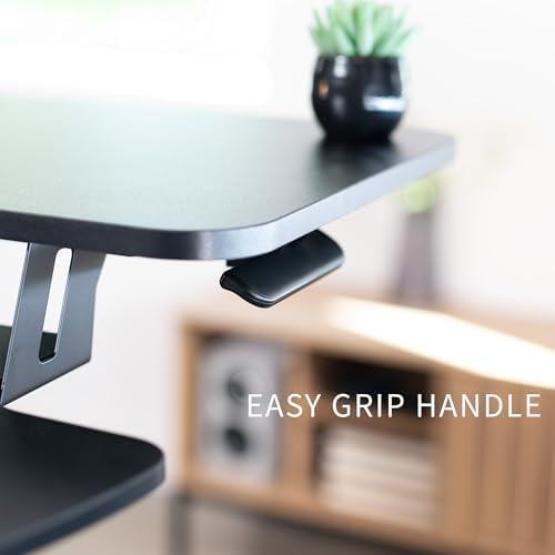 VIVO Black 36 in Standing Desk Converter with Monitor Stand, DESK-V036K-M2