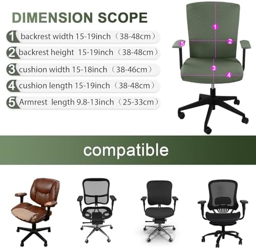 Tallew 4 Pcs Office Chair Covers Stretch Seat Armrest, Olive Green