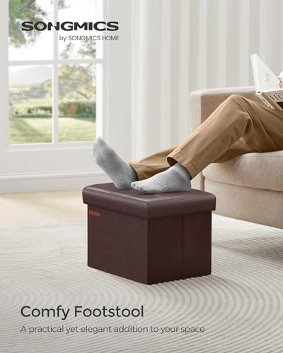 SONGMICS Small Folding Storage Ottoman, 12.2 x 16.1 x 12.2 Inches