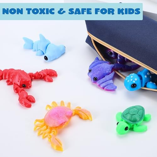 JOYIN 12 Pcs 3D Printed Ocean Animals Set, 4" Animals 3D Printed Toys - Cute Articulated Flexible Figurines Fidget Toys for Party Favors Birthday Gifts Desk Pets Office Home Decor