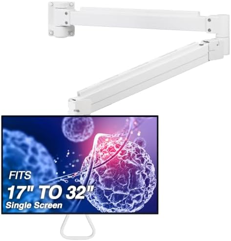 AVLT Single Monitor Arm Wall Mount for 17-32" Screens, Medical Grade