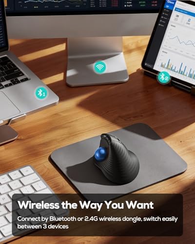 Nulea Wireless Ergonomic Vertical Trackball Mouse Thumb Control
