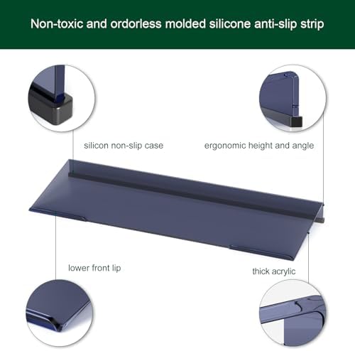 Computer Keyboard Stand Holder - Ergonomic Acrylic Keyboard Stand for Desktop Comfortable Keyboard Tray Riser with Silicone Anti-Slip Strip for Home School Office Desk Accessory, Black
