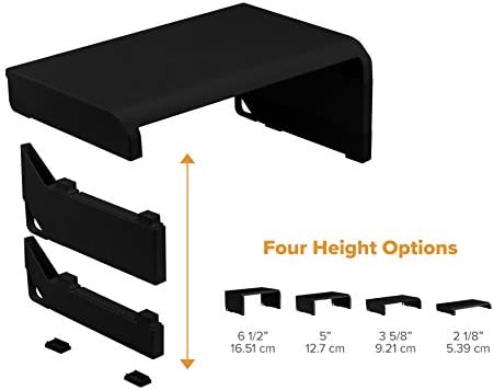 Bostitch Office Konnect Adjustable Monitor Stand Riser, 4 Height Adjustments, Built-In Cable Management, Rubber Feet - Black