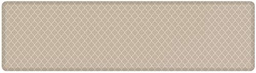 NewLife by GelPro Anti-Fatigue Designer Comfort Kitchen Floor Mat, 30x108" , Trellis Khaki Stain Resistant Surface with 3/4” Thick Ergo-foam Core for Health and Wellness