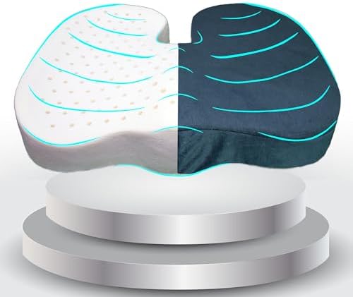 Natural Latex Seat Cushion - Soft, Bouncy and Relieves Pressure - Suitable for Office Chair, Home Chair, Car, Gaming, Wheelchair, Meditation, and Yoga