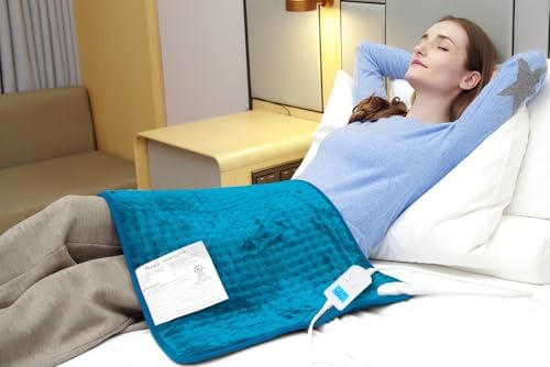 Ruqiji 17''x33'' XXXL King Size Heating Pad with 10 Temperature Settings, Pain Relief for Back/Neck/Shoulders/Menstrual Pain/Leg Cramp(Light Teal)