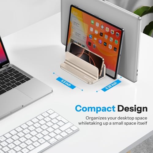 OMOTON 3-Slot Multiple Vertical Laptop Stand, Fits MacBook, Starlight