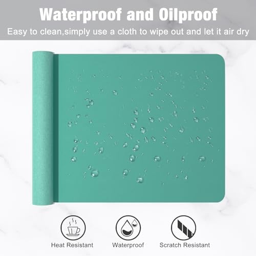Hsurbtra Desk Pad, 23.6" x 13.8" PU Leather Desk Mat, M Extended Mouse Pad, Waterproof Desktop Blotter Protector, Non-Slip Ultra Thin Small Laptop Keyboard Writing Mat for Office Home, Fruit Green