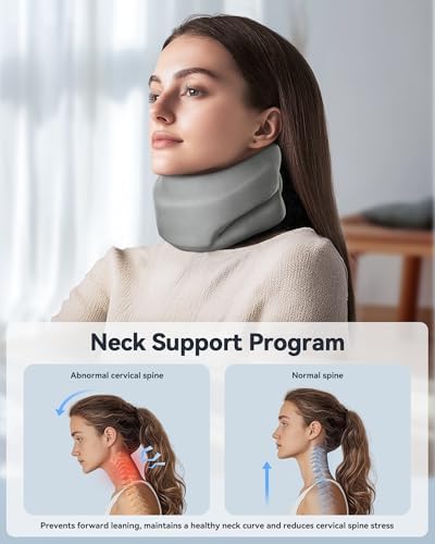 Neck Brace Cervical Collar - Neck Support Brace for Sleeping, Soft Foam Wraps Keep Vertebrae Stable and Aligned for Relief of Cervical Spine Pressure Gray Small(10.6-12.6 Inch)